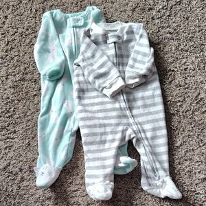 Carter's Gray and Mint Footed One Pieces